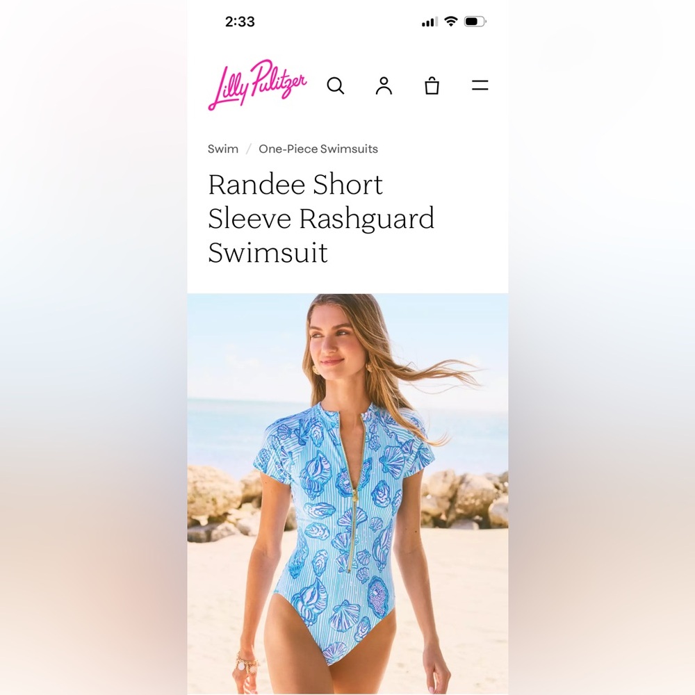 Lilly Pulitzer Randee Short Sleeve Rashguard One Piece Swimsuit